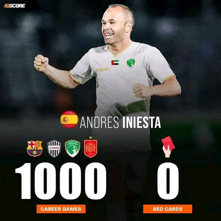 Andrés Iniesta Reaches Milestone: Plays His 1000th Career Game Without a Red Card